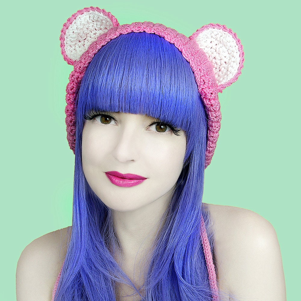 Rose Pink Bear Ear Warmers