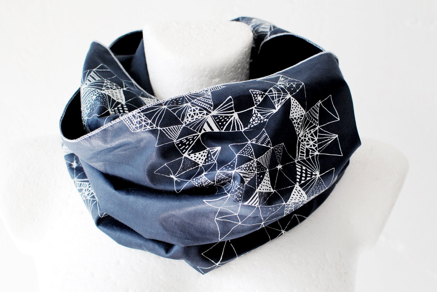 Triangles Screen-Printed Loop Circle Scarf infinity Spring