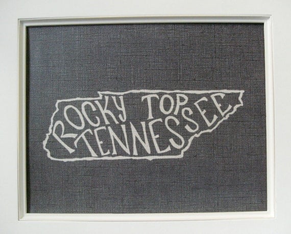 Rocky Top Tennessee - White on Black - 8x10 Illustrated Print