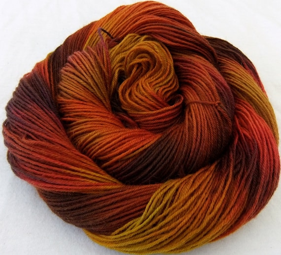 Autumn Blaze - Hand Dyed Fingering Merino/Nylon Yarn - 100g/400yards