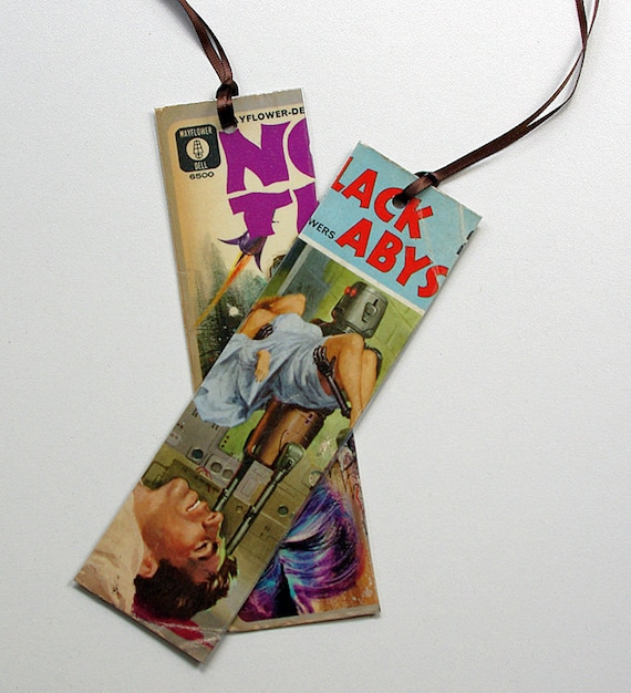 Two 1960s Sci Fi Bookmarks - Upcycled Book Covers