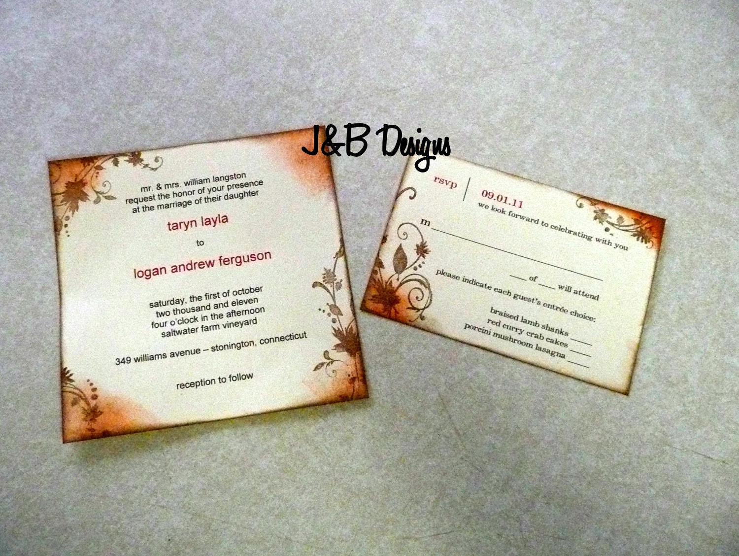 Rustic Wedding Invitation Sample From jandbdesigns1