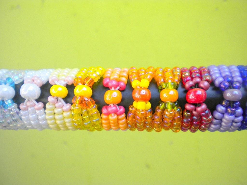 Blue stretch ring - cobalt blue and gold seed beads