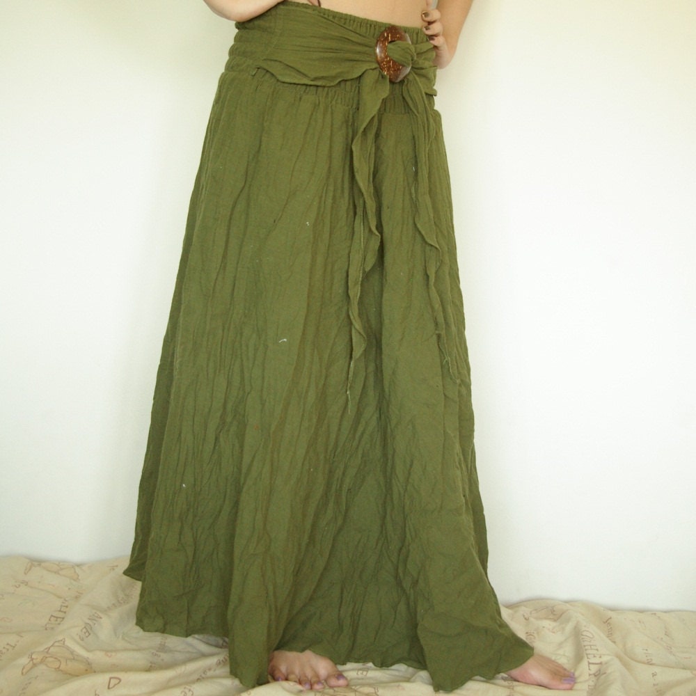 Army Green Cotton Halter Strapless Dress or Skirt