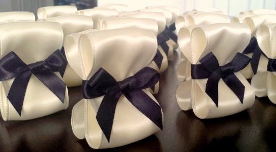 Wedding Place Card Holders One Hundred 100 with Ivory and Black Satin 