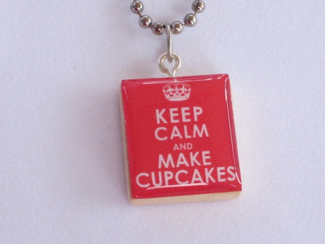 Scrabble Tile Necklace - Keep Calm and Make Cupcakes