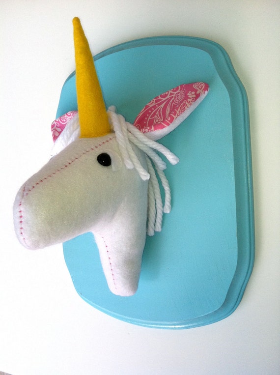 Unicorn felt taxidermy