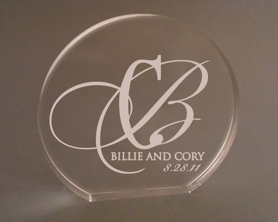 Monogram Wedding Cake Topper Custom Engraved Acrylic