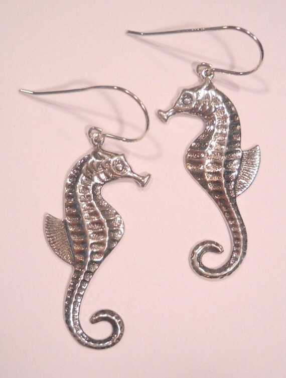 Sea Horse Earrings - Seahorse Jewelry - Sterling Silver Jewelry -