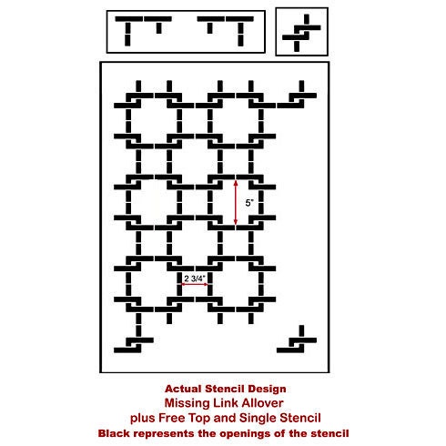 WALL STENCIL Missing Link, Geometric stencil design for allover stenciling