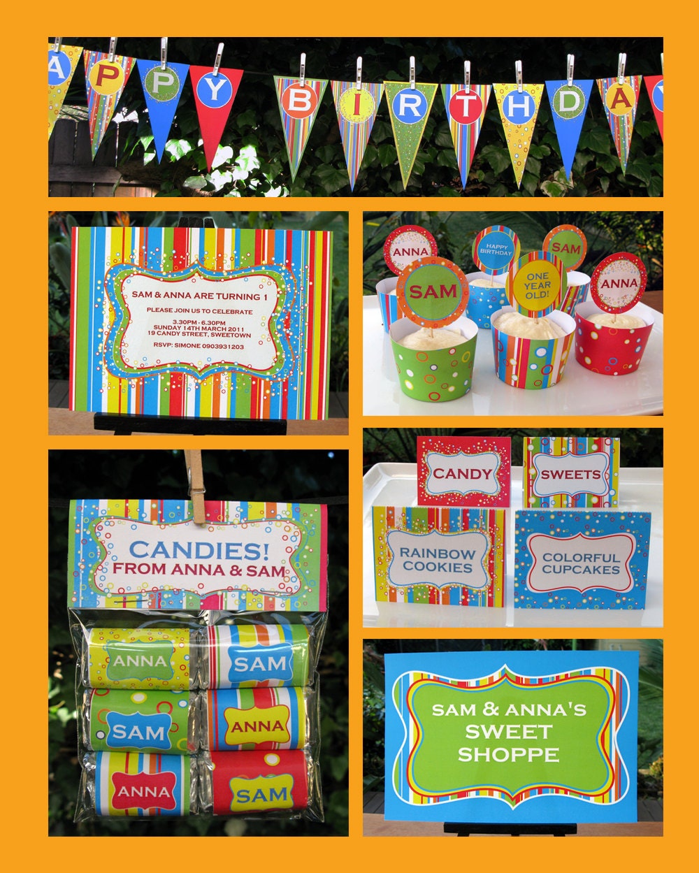 Sweet Shoppe Party Printable - Complete Birthday Party Pack w/ Invitation plus more, EDITABLE PDF file - personalize at home w/ Adobe Reader