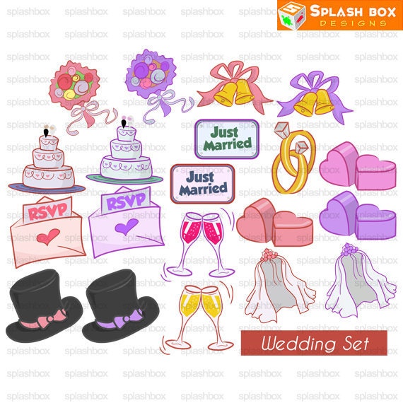CLIP ART 20 piece wedding set Cute and Fun illustrations Use on 