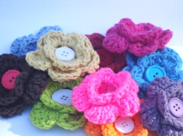 Crochet Flowers set of 3