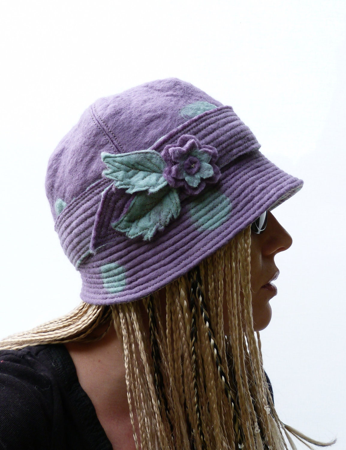 Womens Hat - OOAK Cloche Hat Collaboration - 'Miss Polly', Felt Hat