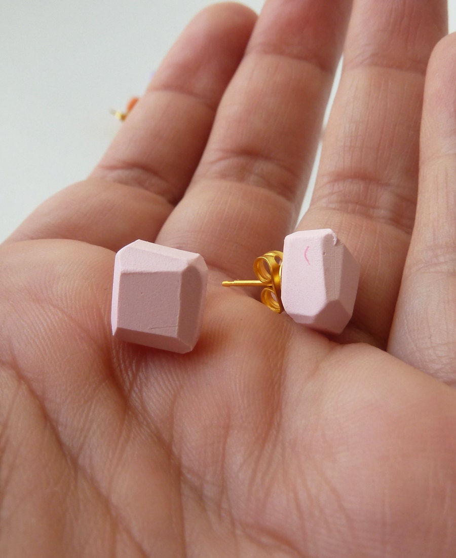 pink geo earrings