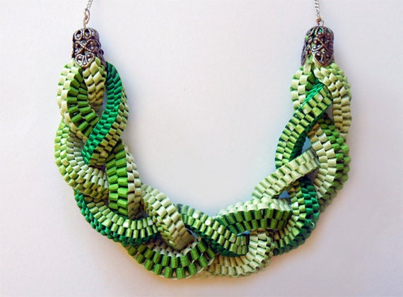 Braided Tropical Green Necklace from Chasing Alila