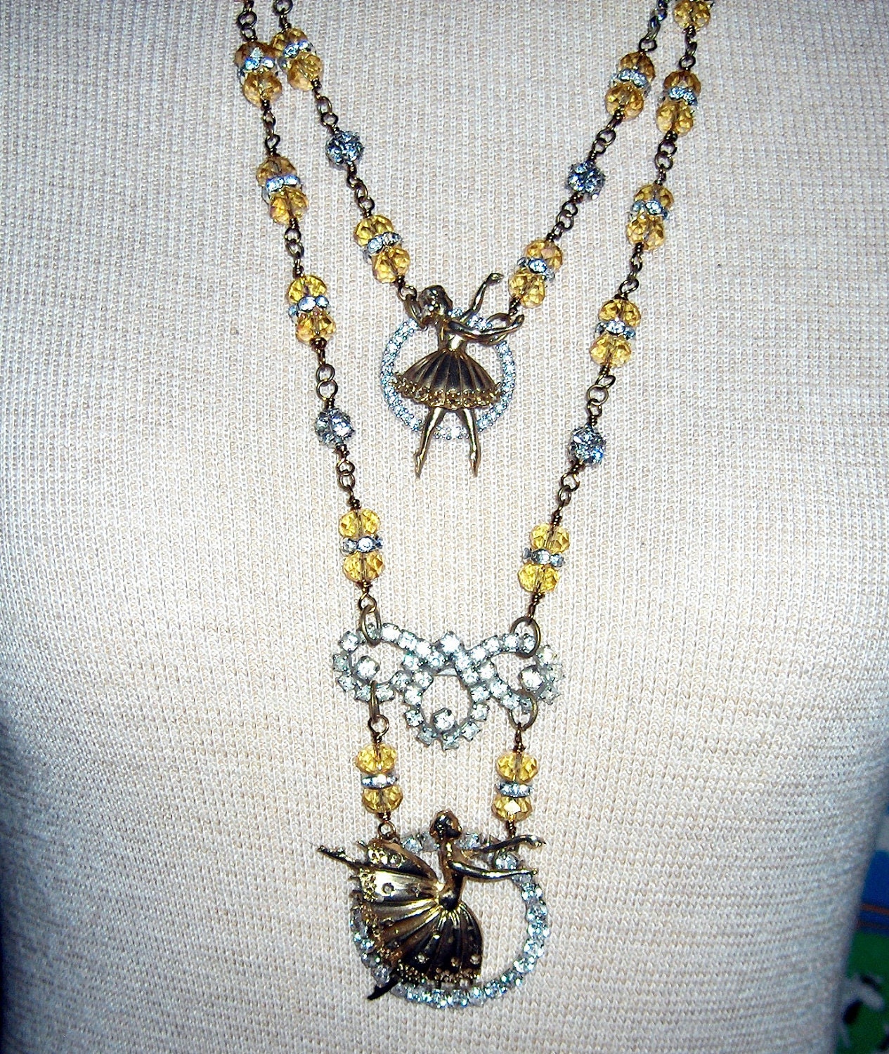 Tiny Dancer Ballerina Vintage Assemblage Necklace