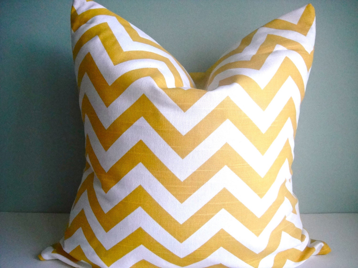 SET Of Two 16x16 Designer Pillow In Chevron Corn Yellow Contemporary Print