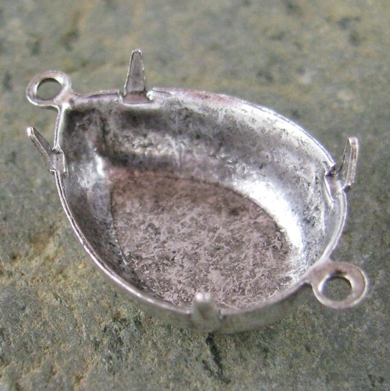 12 Antique Silver 18x13 Pear Setting 2 Rings 925