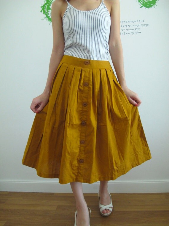 60's Style Full Skirt in Mustard