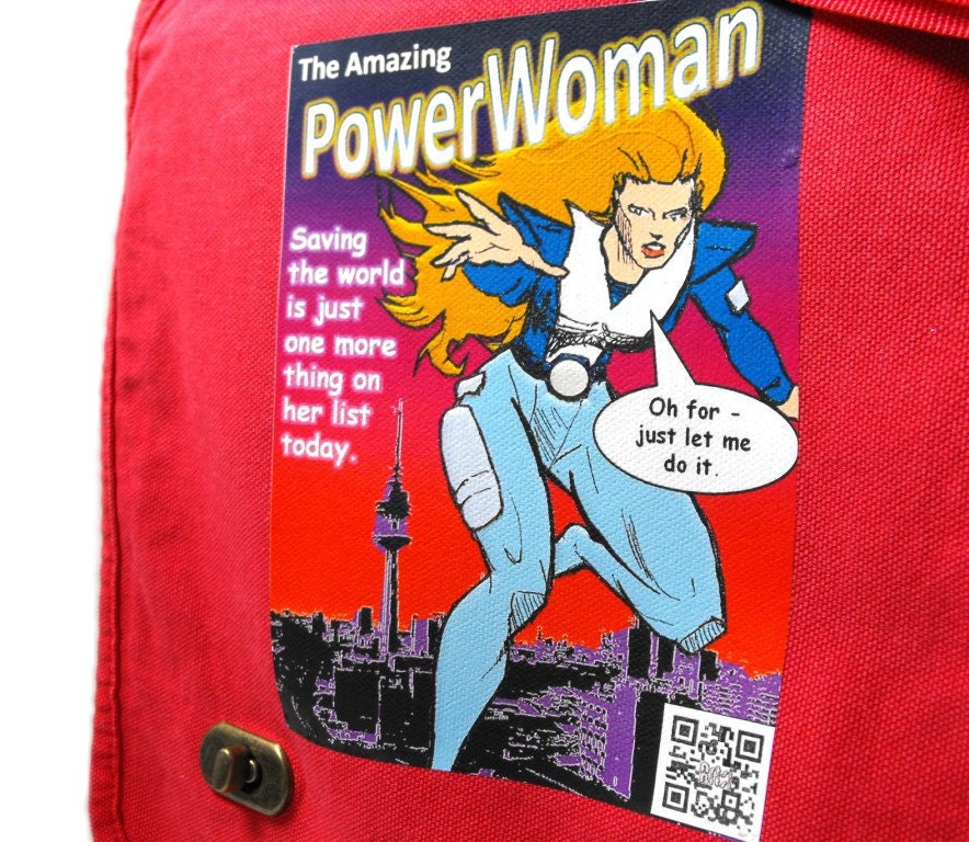 Power Woman Comic - Canvas Messenger Bag - Field Style for School, College, Vacation, Book, Laptop