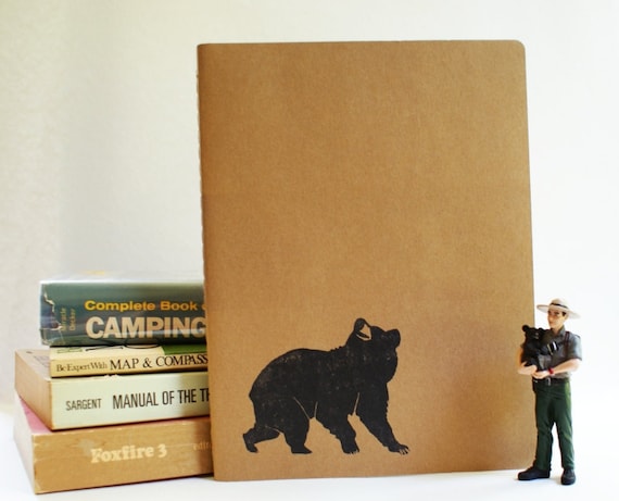 Exploring Bear Notebook - Large Moleskine Journal using Hand Carved Design