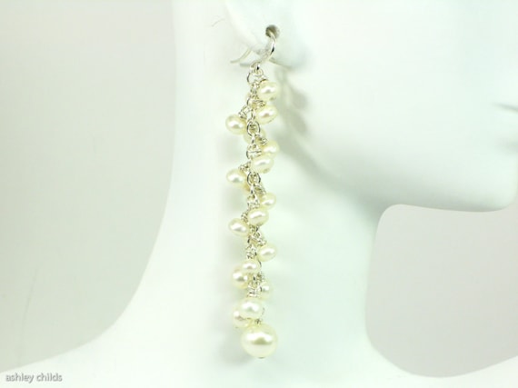 Pearl & Argentium Silver Earrings, AC8144
