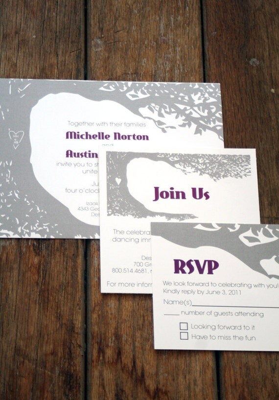 Modern Wedding Invitation Oak Tree Custom Wedding Invitations