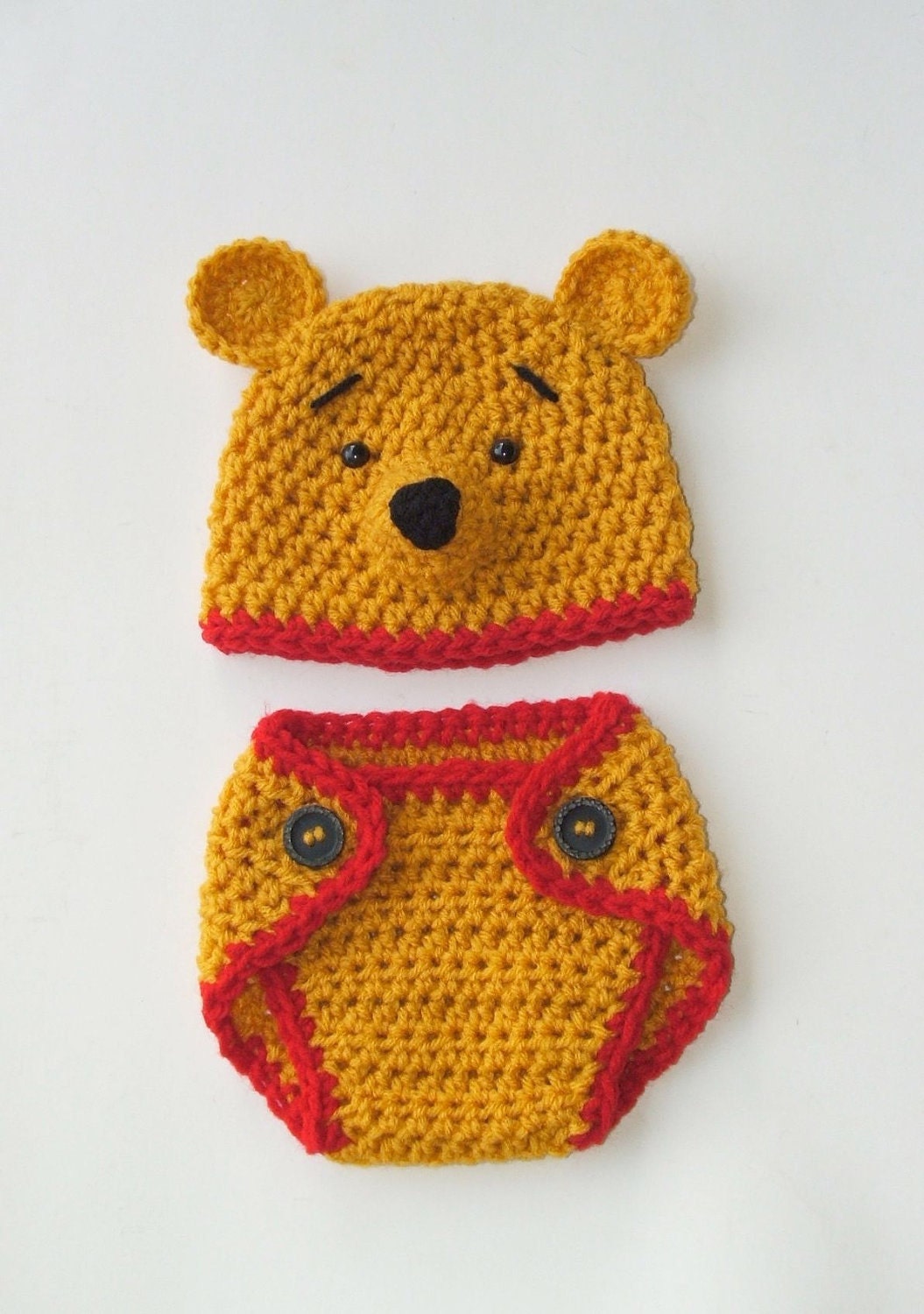 Piglet Hat & Diaper Cover Set, inspired by Winnie the Pooh (newborn-3 month size)