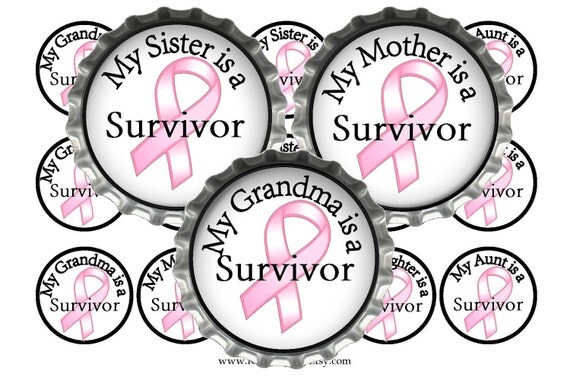 79 CENT SALE - 1C061 Breast Cancer Survivors -Mother, Daughter, Sister, Grandma, Aunt 1" Circle Bottle Cap Images