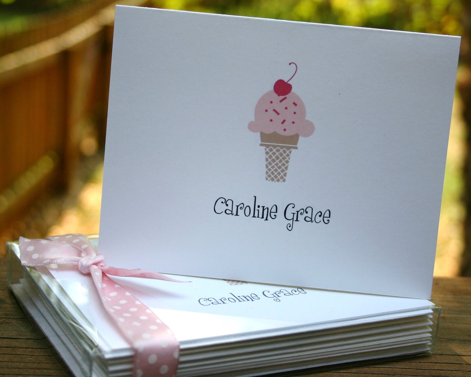 Ice Cream Cone Folded Notecards - Set of 10