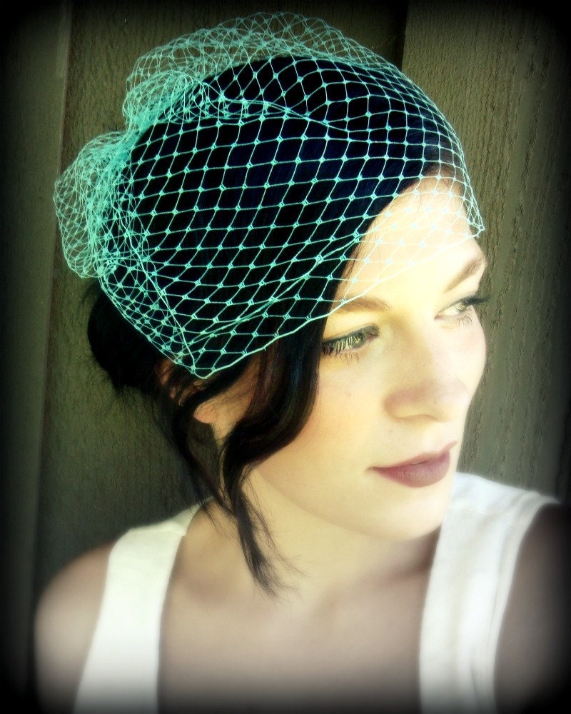 Birdcage Veil -Turquoise French Netting