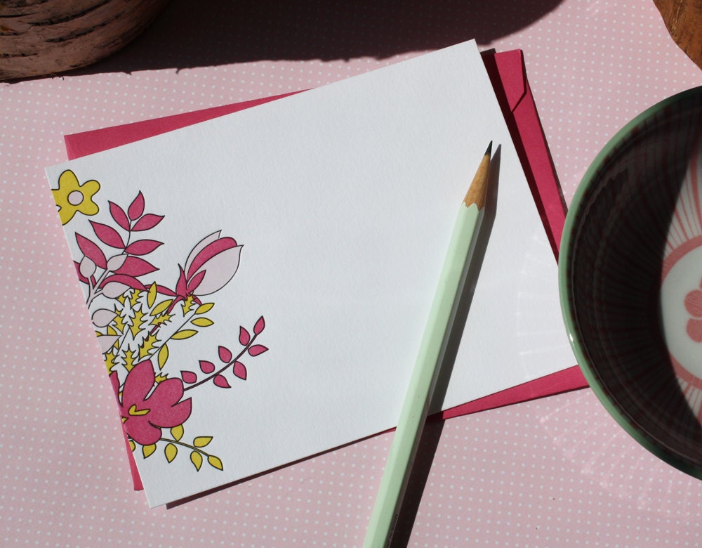 Letterpress Notecard Set - Colorful Bouquet