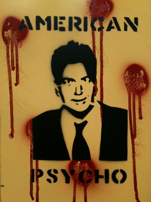 American Psycho Charlie Sheen Stencil Portrait