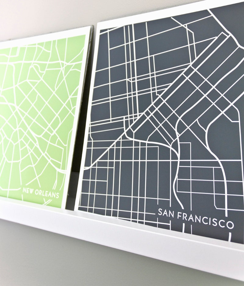 San Francisco City Map Art Print / Choose your City & Color / 8x10
