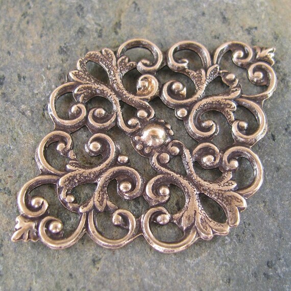 6 Brass Ox Victorian Filigree Jewelry Finding 427