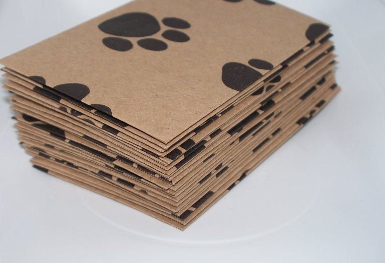 Pawprints- 24 Mini (Business Card Size) Envelopes