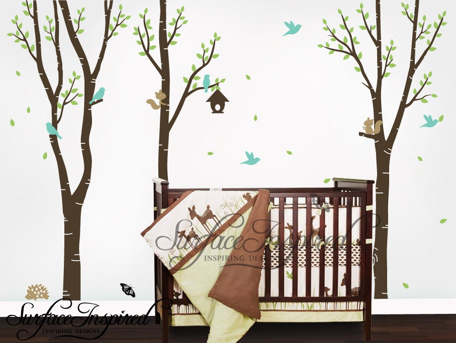 Removable Vinyl wall sticker wall decal Art - Nursery Birch Trees