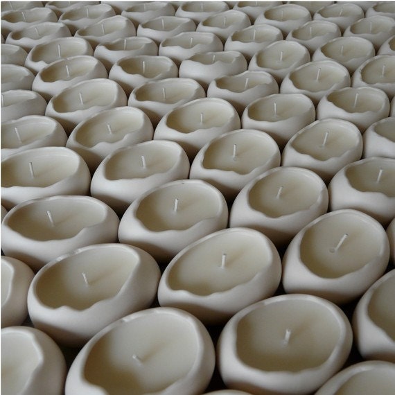 Porcelain Egg Votive Soy Candles, One Dozen Eggs