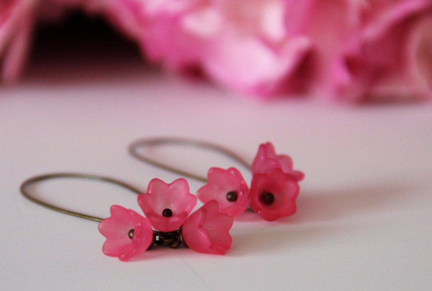 Pink Cherry Blossom Earrings - Handmade Lucite Jewelry