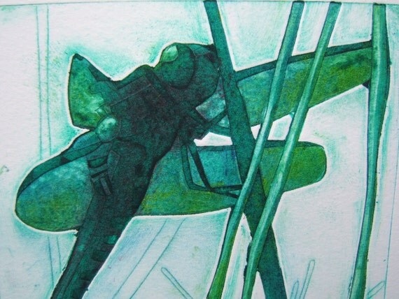 Dragon Fly II (Original Collagraph and Dry Point Hand Pulled Artist Print)
