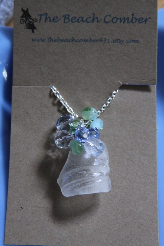 Kiss The Bottle Sea Glass Necklace