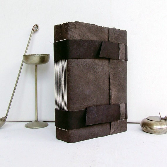 Handmade Leather Journal, Antiqued Dark Leather