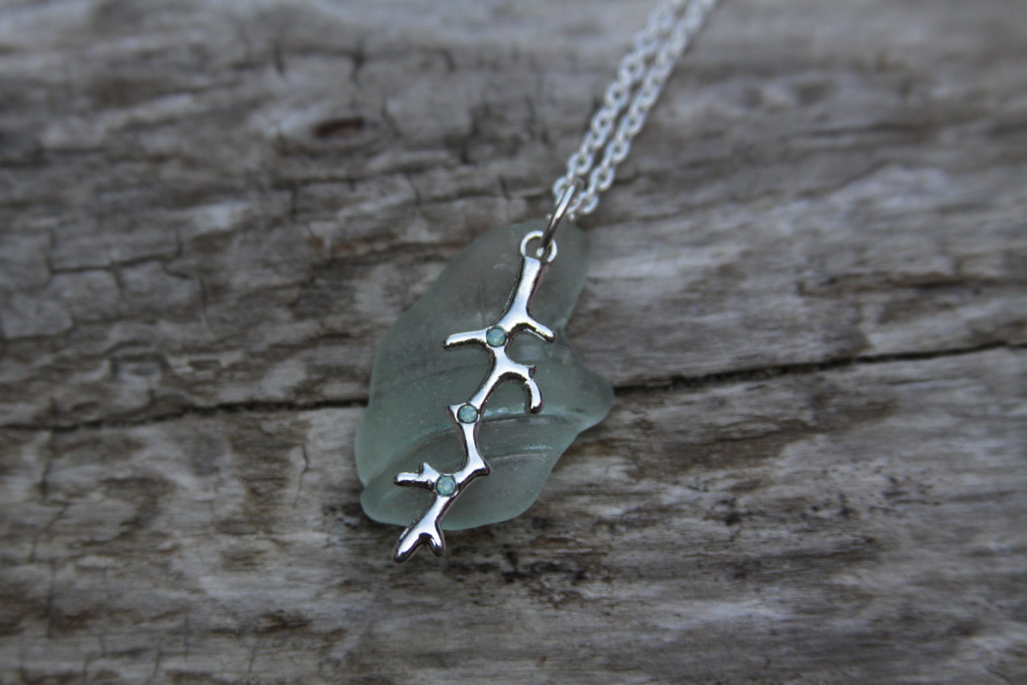 Aqua Coral Sea Glass Necklace