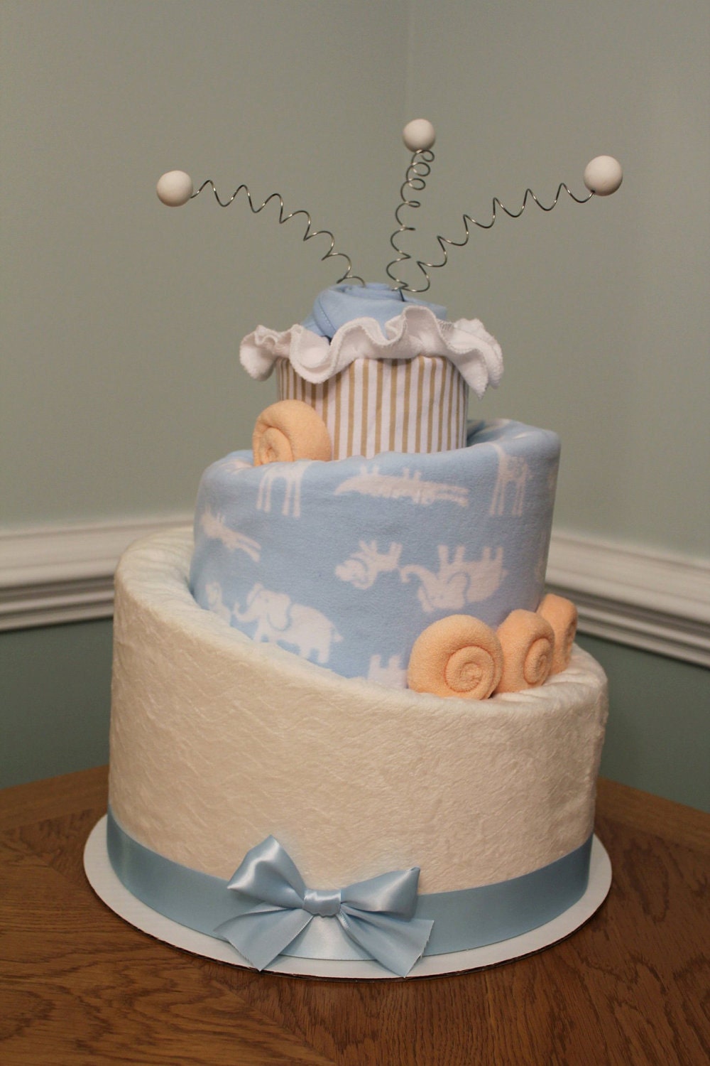 CUSTOM Baby Diaper Cake - Perfect Baby Shower Gift or Centerpiece - MTO