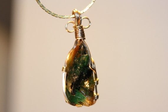 Emerald And Golden Beryl Gold Wire Wrap