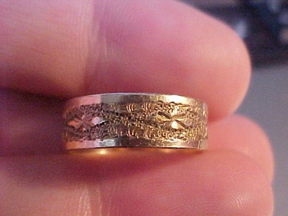Antique Vintage Victorian Rose Gold Wedding Ring Band 1800s Gothic 14K 10K