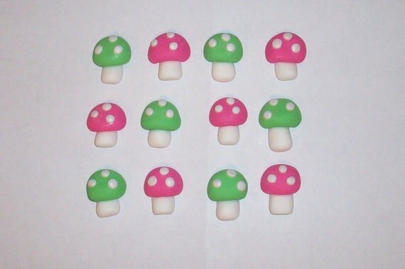Fondant Toadstools - Cake/Cupcake Toppers - One Dozen