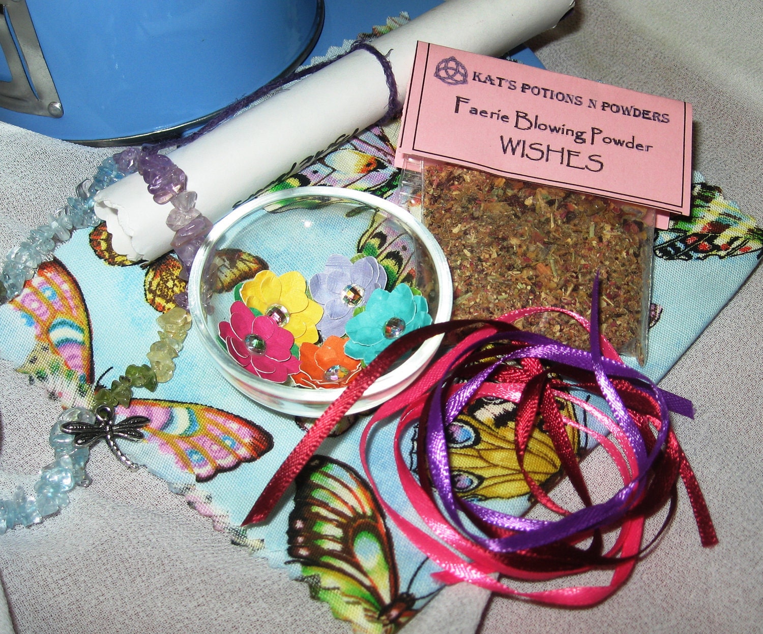 Deluxe Faerie Spell and mini Altar kit with travel tin - OOAK