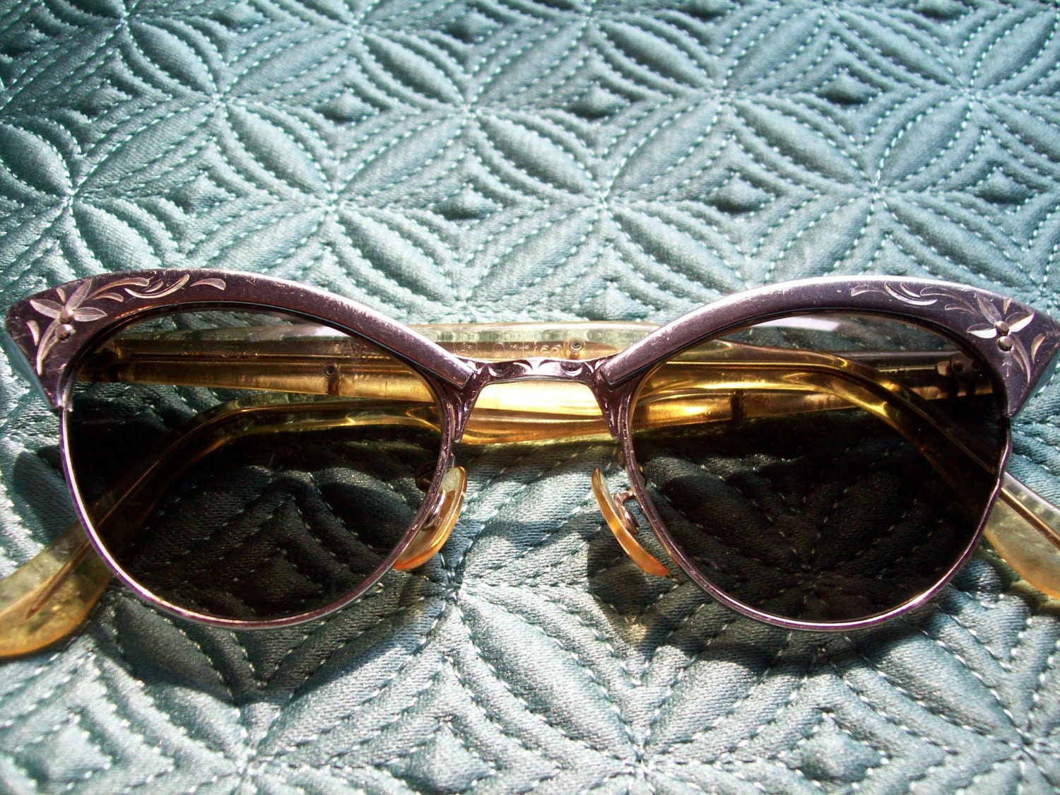 Vintage 12K Gold Filled American Optical Cat Eye 1950's Sunglasses